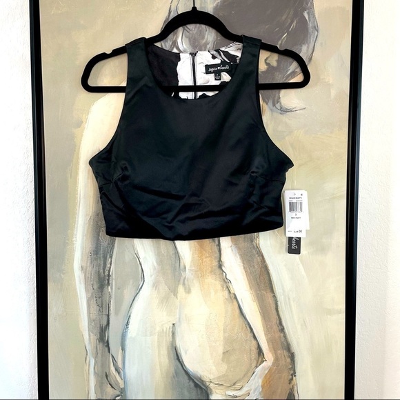 Sequin Hearts Black Cropped Sleeveless Party Top - Picture 1 of 6